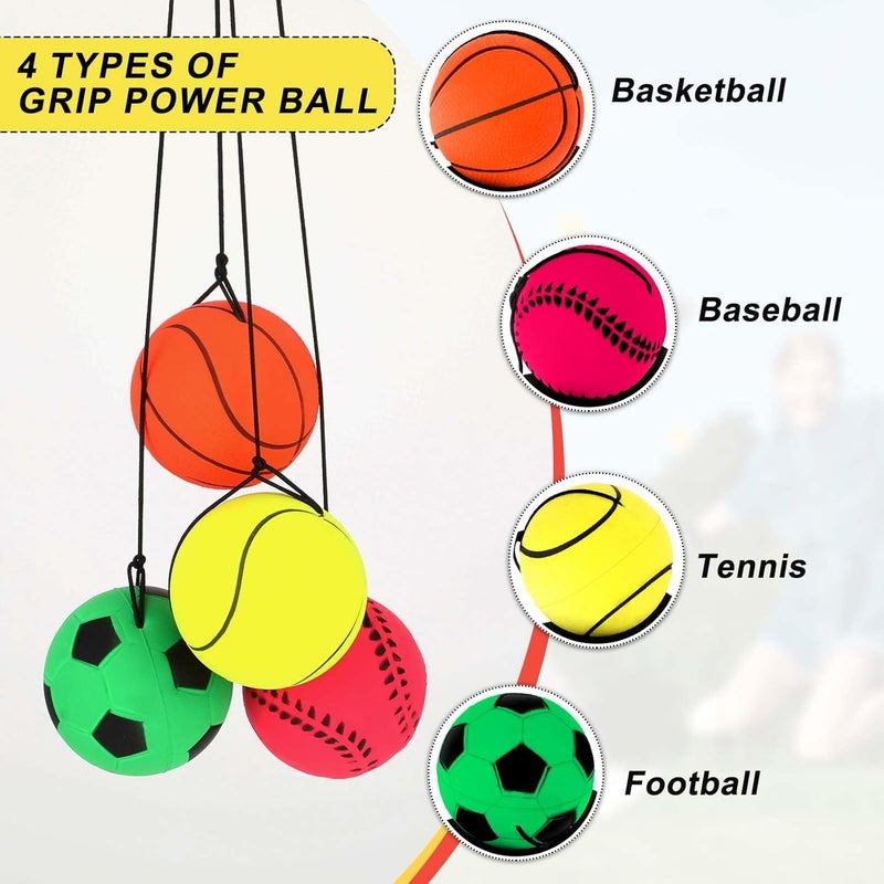 DSLSQD 4 Pieces Wrist Return Ball, 2 Inch Rubber Rebound Ball Wristband On A String Sports Wrist Ball Includes Basketball, Baseball and Football for Teens Adults Wrist Exercise or Play - Image 3